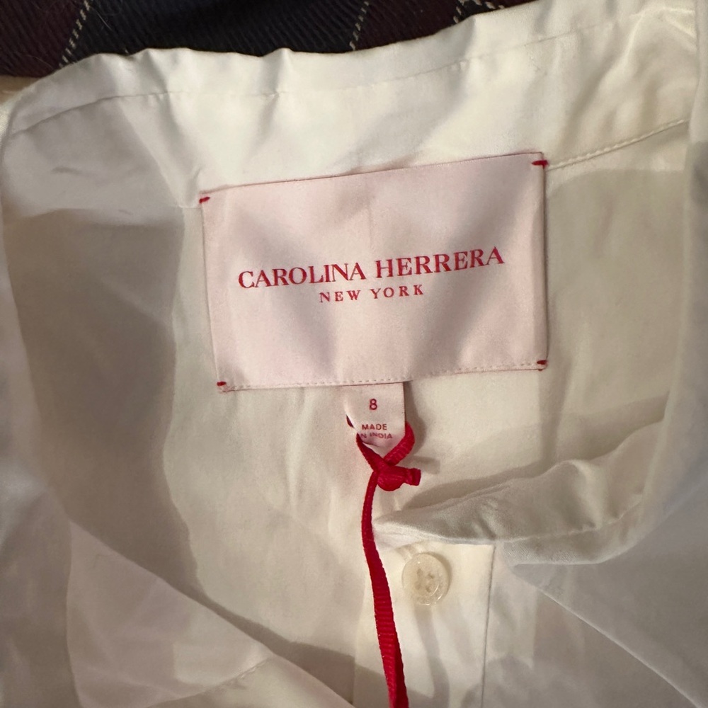 New Carolina Herrera Embroidered Midi Shirt Dress Size 8 - Picture 7 of 10